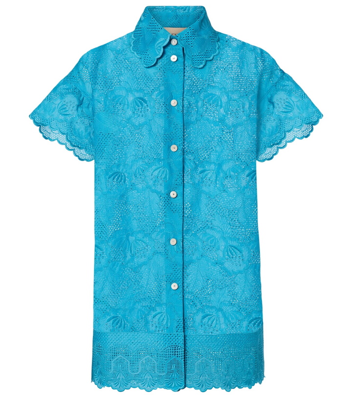 Chemisier Valentino Blanc Popline Avec Appliqués Floraux - Taille 40 - Neuf Avec étiquettes