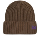 Needles Men's Merino Wool Watch Beanie in Brown