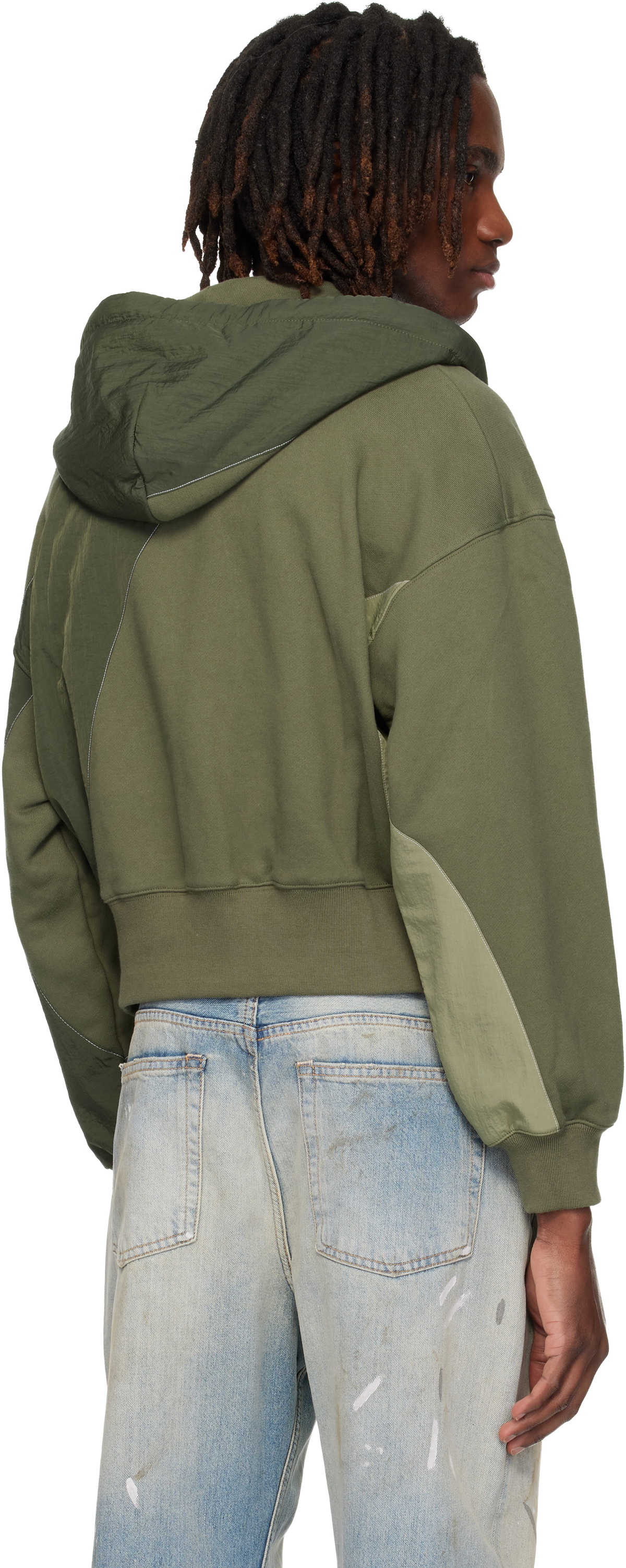 Andersson Bell Khaki Patchwork MA-1 Zip Up Hoodie