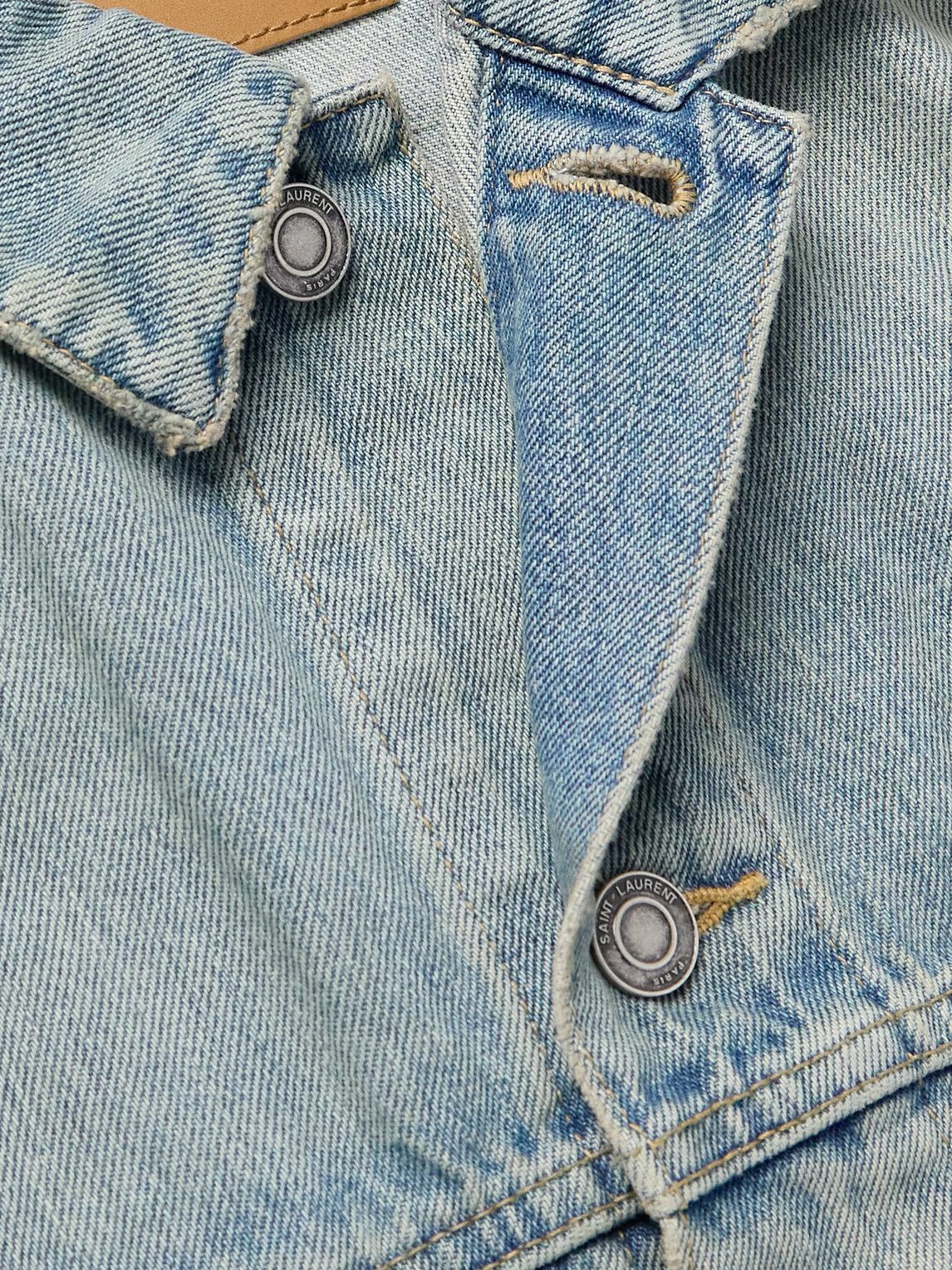 SAINT LAURENT - Distressed Denim Trucker Jacket - Blue