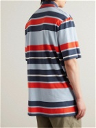 LOEWE - Paula's Ibiza Striped Cotton and Linen-Blend Piqué Polo Shirt - Blue