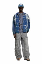 Diesel Zip-up hoodie with distressed effects - Sweaters Mens in Blue
