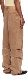 Y/Project Brown Draped Cuff Jeans