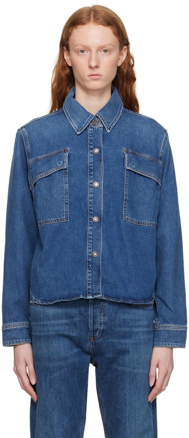 Indigo Beck Denim Shirt by AGOLDE on Sale