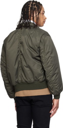 TOM FORD Green Satin Nylon Flight Bomber Jacket