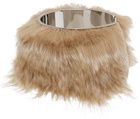 MM6 Maison Margiela Brown Faux Fur Cuff Bracelet