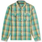 RRL Men's Preston Check Shirt in Green/Yellow