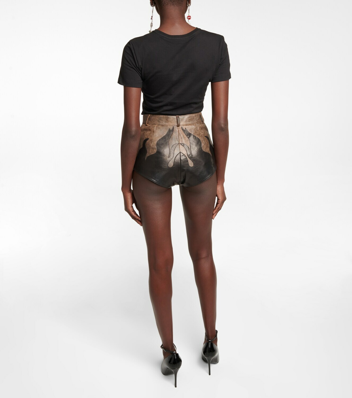 ALESSANDRA RICH FAB3167F2603900 関税送料込 Alessandra Rich Printed high-rise leather shorts Alessandra Rich
