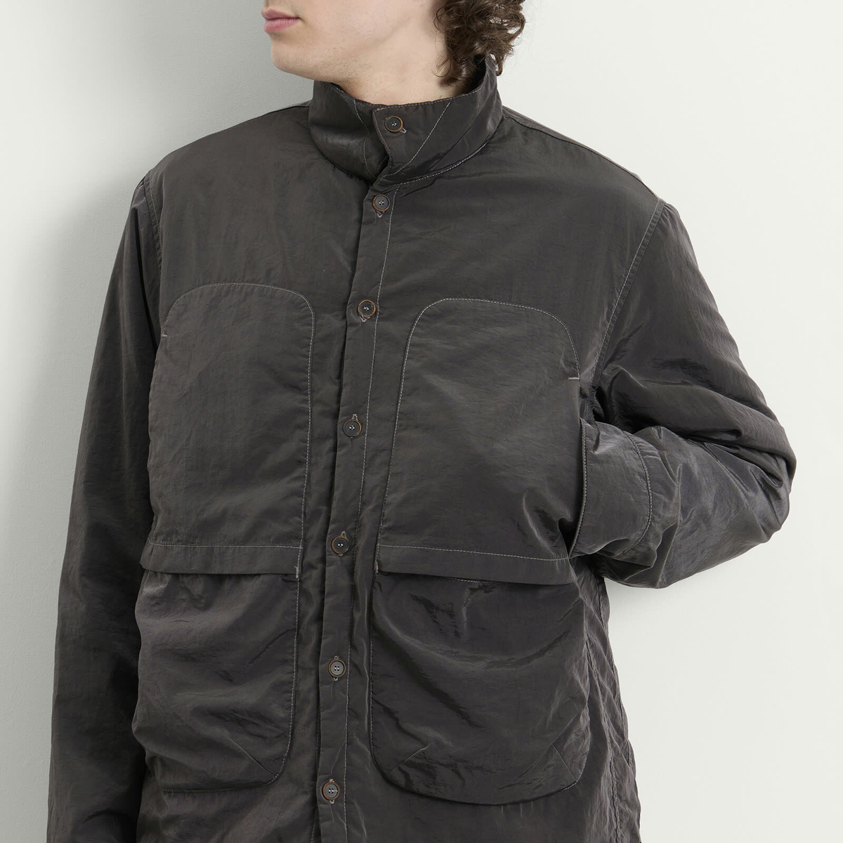 Ranra Men's Epitome Canvas Nylon Padded Overshirt in Steeple Grey