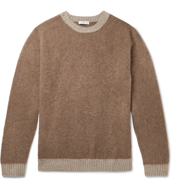 Photo: Boglioli - Slim-Fit Brushed Virgin Wool and Cashmere-Blend Sweater - Brown