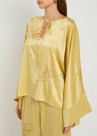 Bernadette Naomi Embellished Stretch-silk Blouse Yellow
