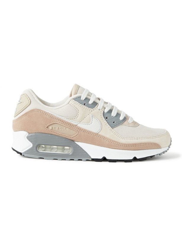 Photo: Nike - Air Max 90 Leather-Trimmed Suede and Canvas Sneakers - Neutrals