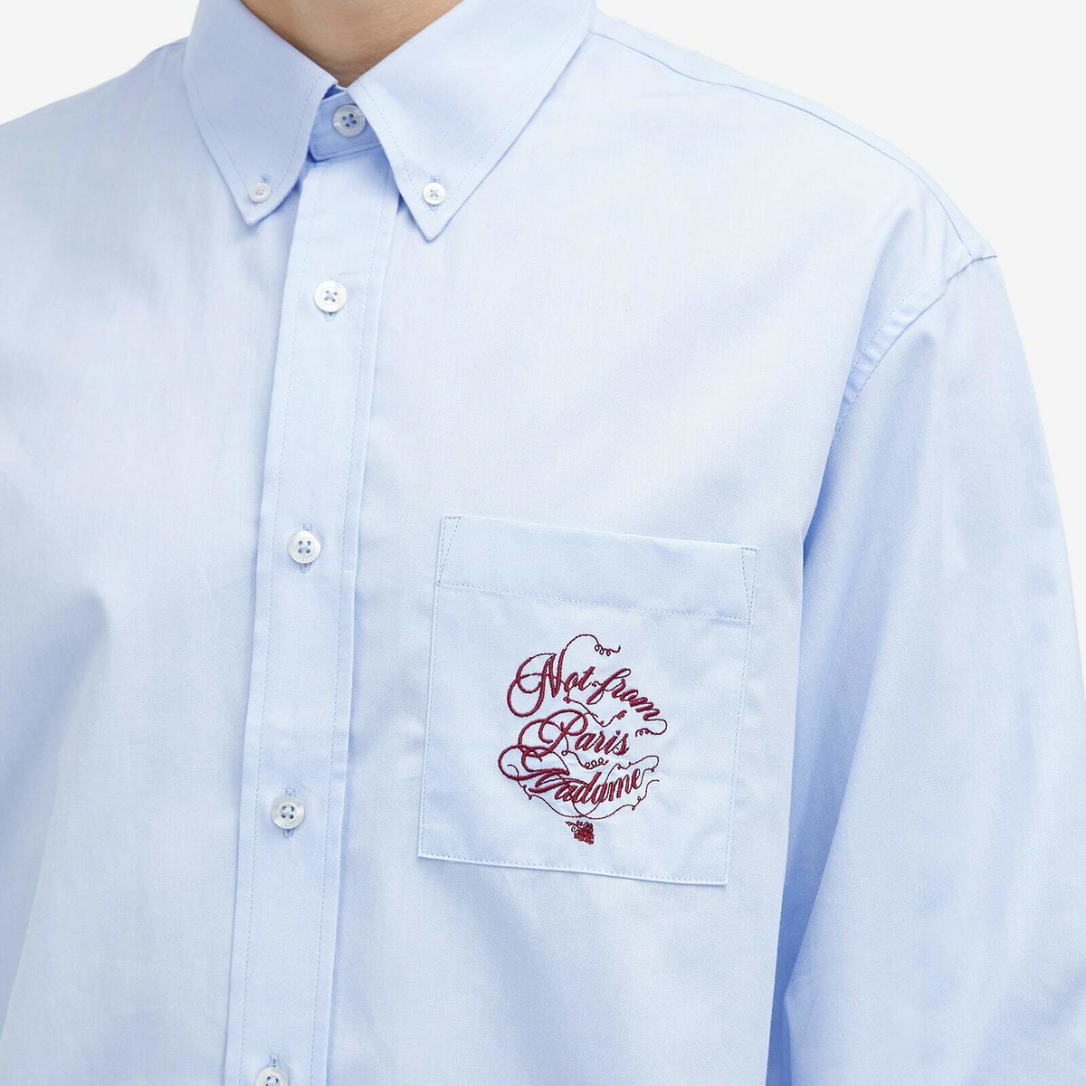Drôle de Monsieur Men's Logo Oxford Shirt in Light Blue