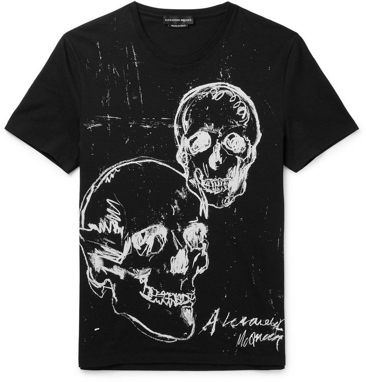 Photo: Alexander McQueen - Slim-Fit Printed Cotton-Jersey T-Shirt - Men - Black