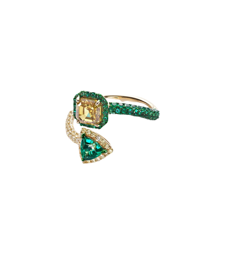 Photo: Kamyen 18kt gold ring with diamonds and emeralds