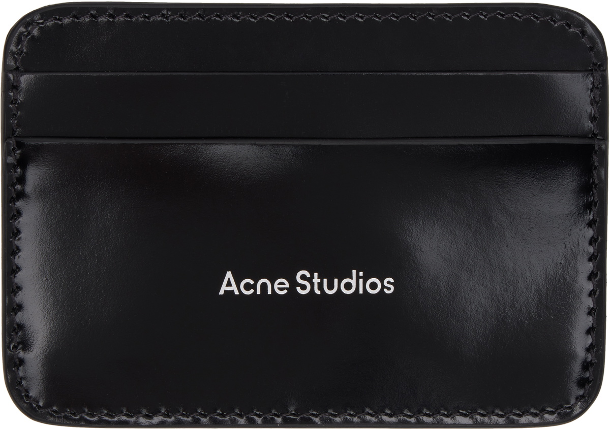 ☆人気☆【Acne Studios】Logo Leather Card Holder Black Acne Studios - Leather card holder - Black