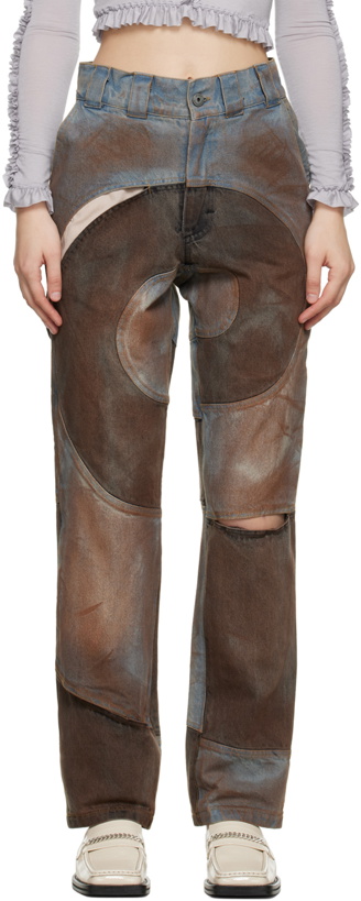 Photo: BARRAGÁN Brown Spiral Cutout Jeans