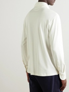 Brunello Cucinelli - Snowflake Logo-Print Cotton and Silk-Blend Polo Shirt - White