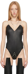 Rick Owens Black Leather Sally Bodysuit