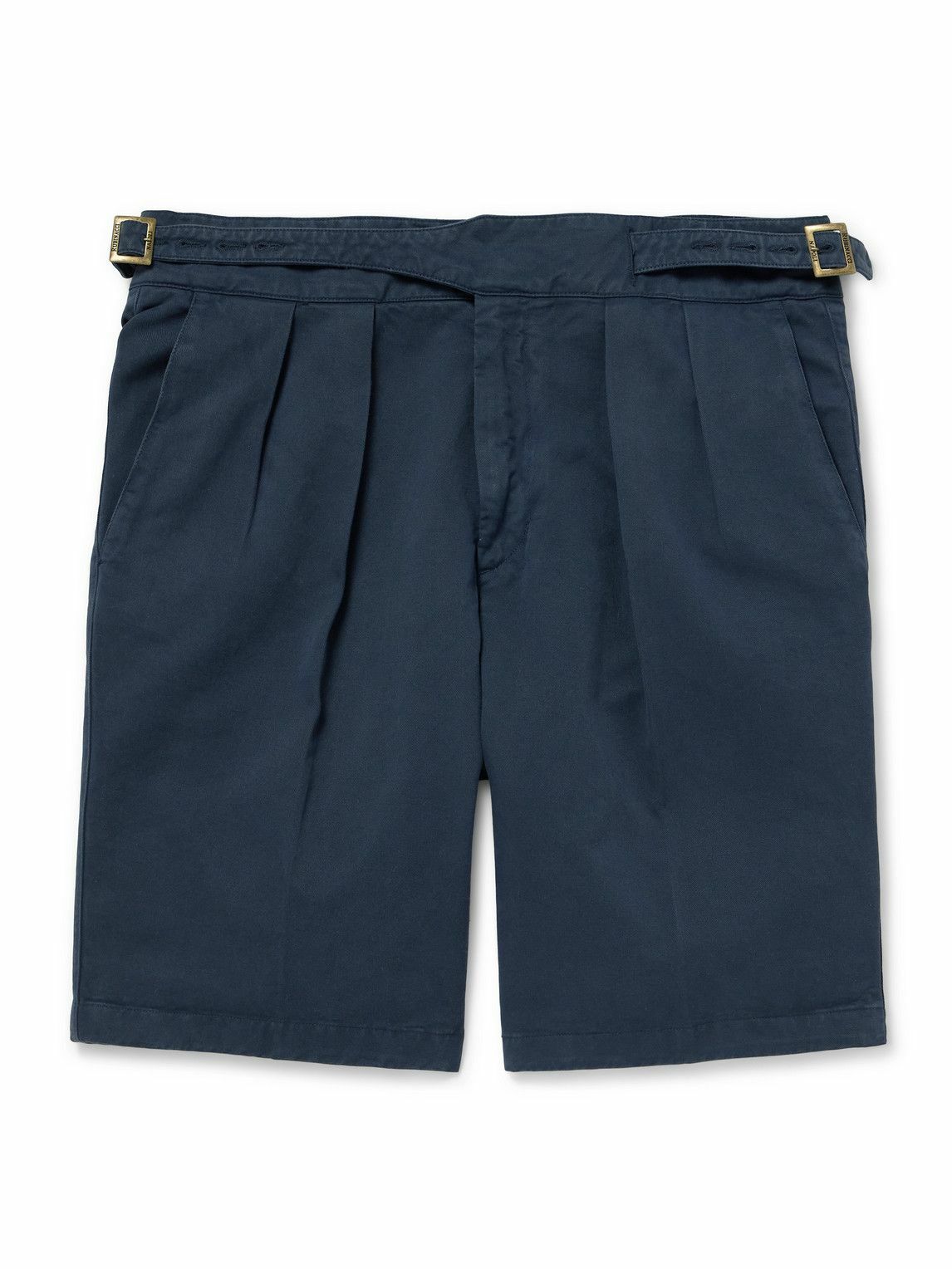 Rubinacci - Manny Straight-Leg Pleated Cotton Shorts - Blue