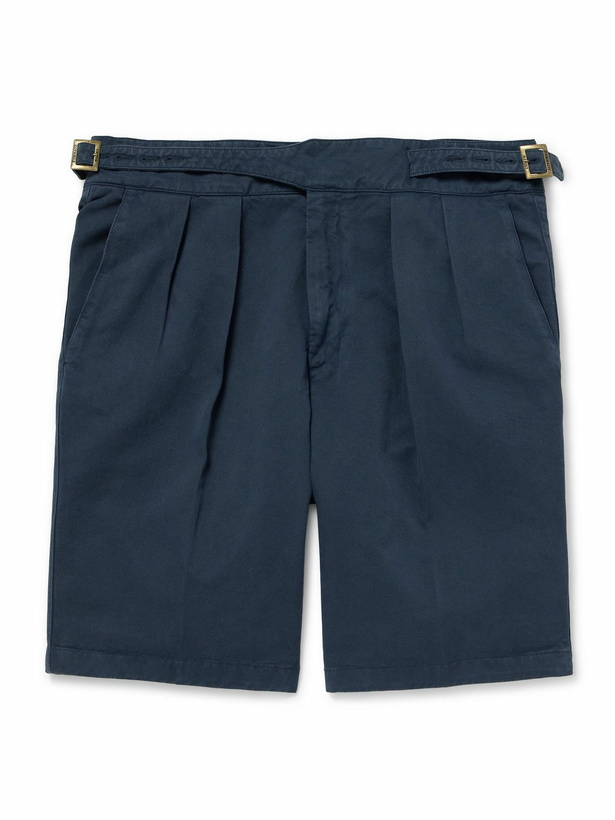 Photo: Rubinacci - Manny Straight-Leg Pleated Cotton Shorts - Blue