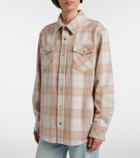 God's True Cashmere Champagne Tartan cashmere shirt with emerald