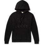 Gucci - Logo-Embroidered Loopback Cotton-Jersey Hoodie - Black