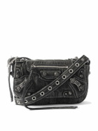 Balenciaga - Le Cagole XS Studded Washed-Denim Messenger Bag