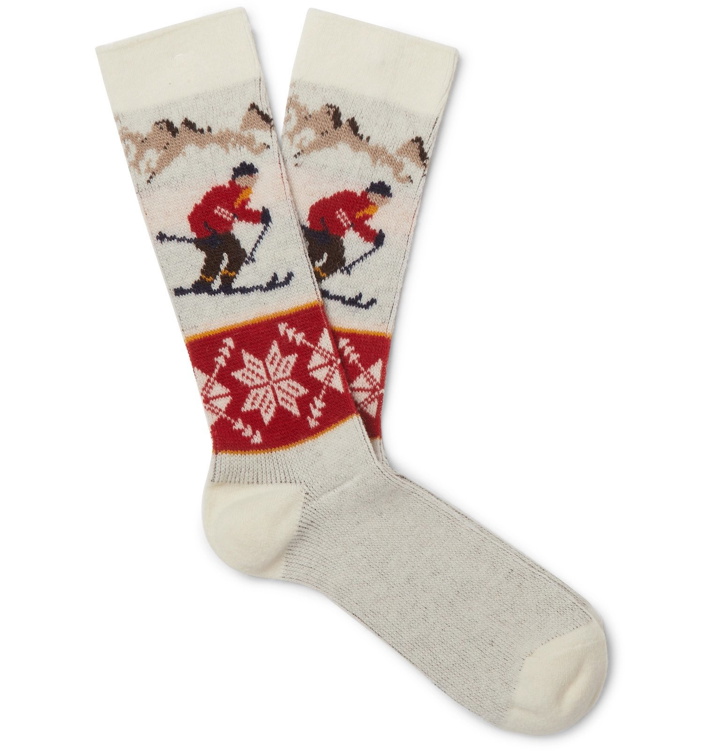 Photo: Anonymous Ism - Intarsia Stretch-Knit Socks - White