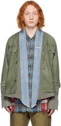 Greg Lauren Khaki Baker Cardigan