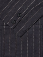 Kardo - Somesh Embroidered Striped Herringbone Cotton Suit Jacket - Blue