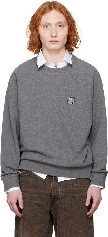 Photo: Maison Kitsuné Gray Bold Fox Head Patch Oversize Sweatshirt