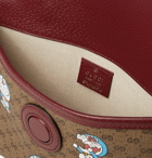 GUCCI - Doraemon Leather-Trimmed Printed Monogrammed Coated-Canvas Belt Bag - Brown