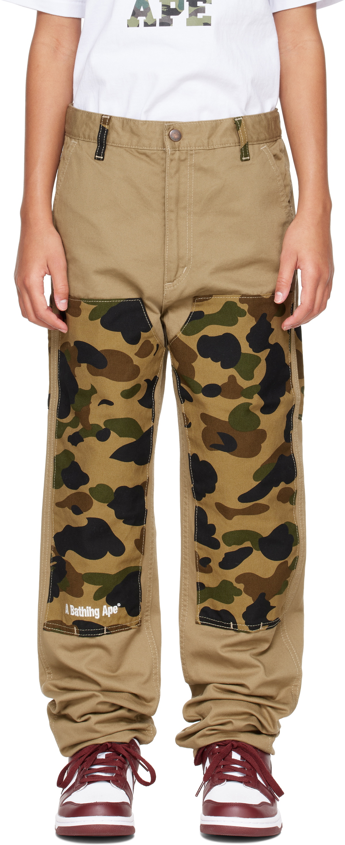 BAPE Kids Khaki 1st Camo Painter Trousers A Bathing Ape