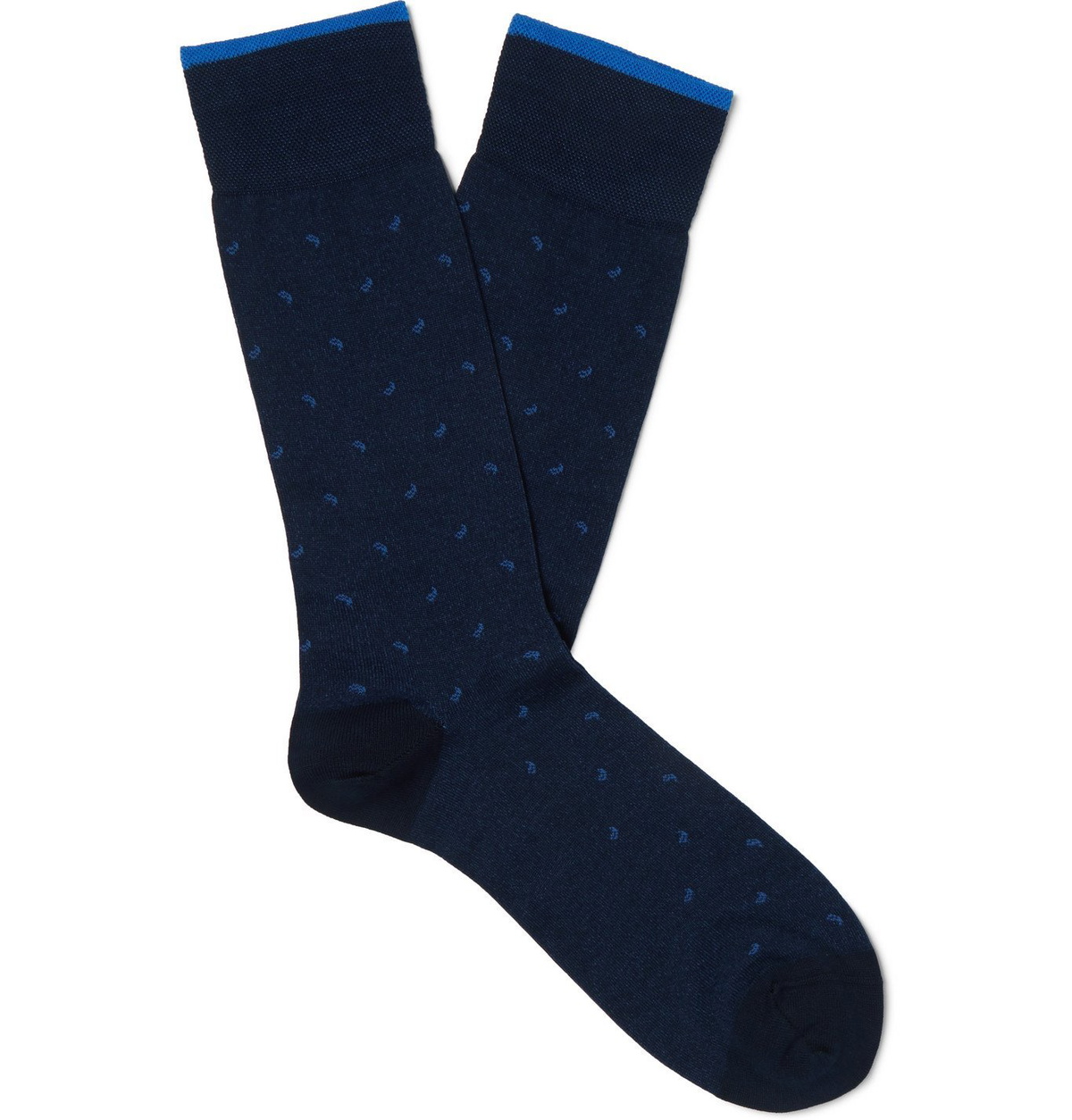 Marcoliani - Paisley-Intarsia Pima Cotton-Blend Socks - Blue