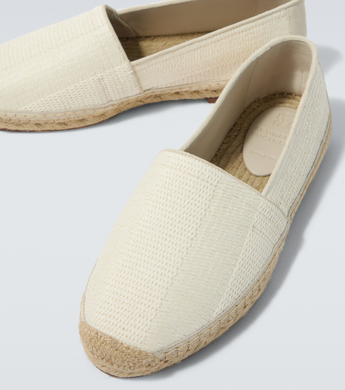 Brunello Cucinelli Suede-trimmed woven espadrilles