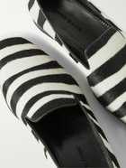 Manolo Blahnik - Mario Leather-Trimmed Zebra-Print Calf Hair Loafers - Black