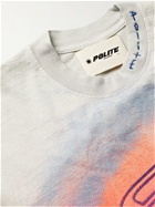 POLITE WORLDWIDE® - Logo-Embroidered Printed Cotton-Jersey T-Shirt - Neutrals