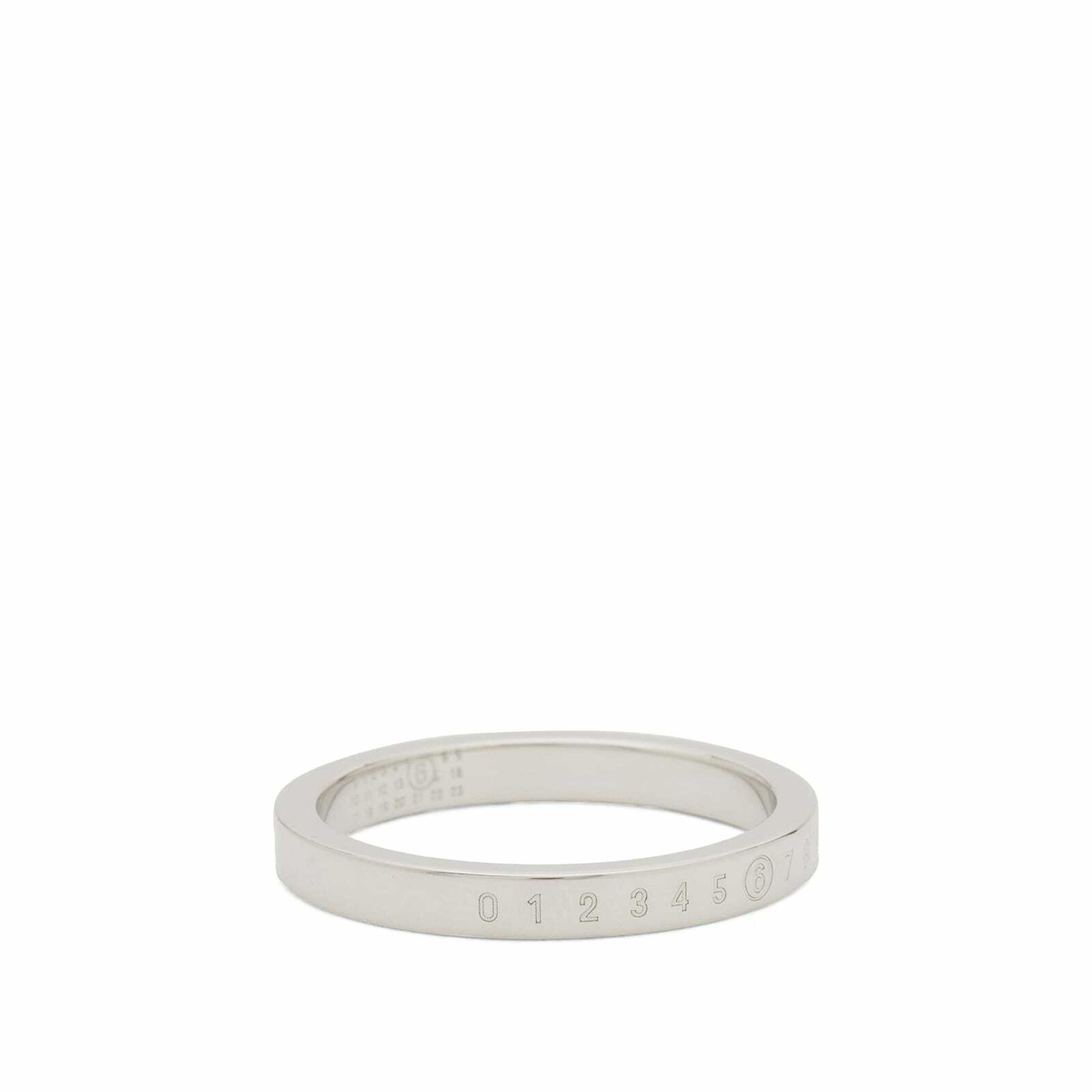 MM6 Maison Margiela Men's Thin Numbers Ring in Palladio Polished