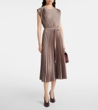 Joseph Volta belted plissé satin midi dress