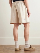 Story mfg. - Bridge Wide-Leg Embroidered Organic Cotton-Canvas Drawstring Shorts - Neutrals
