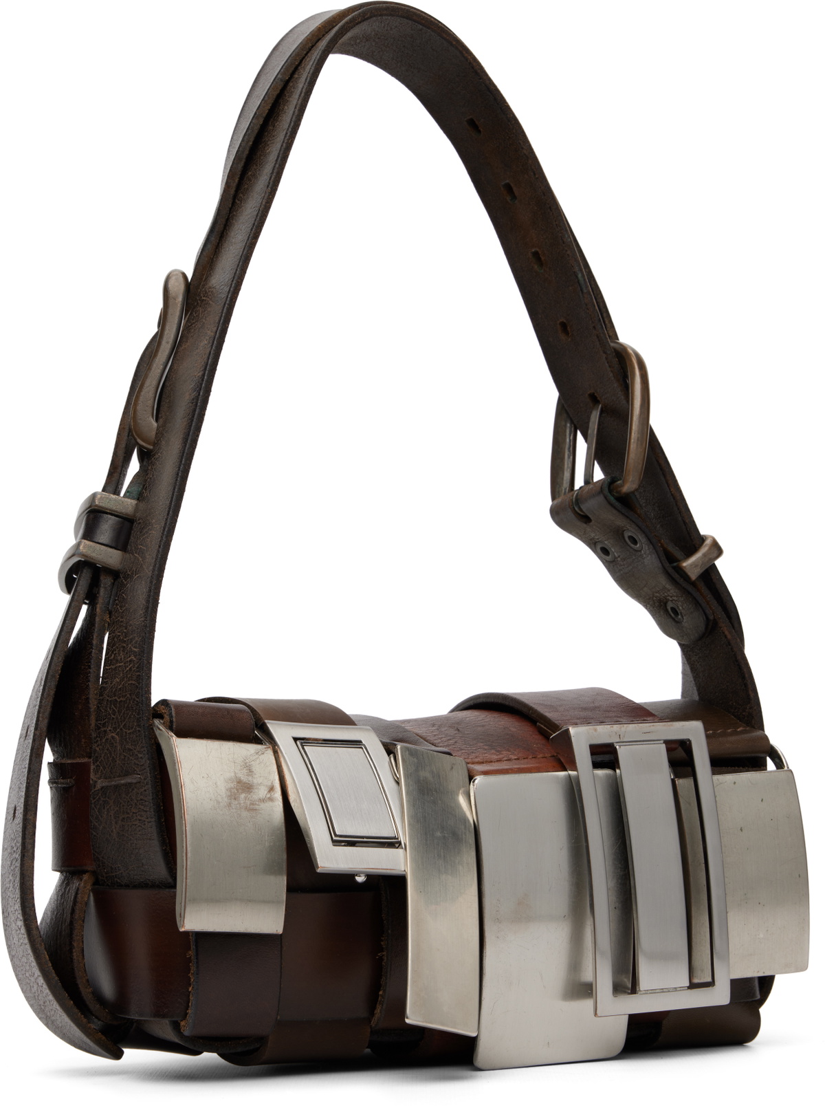 HODAKOVA Brown Buckle Baguette Bag