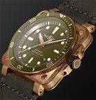 Bell & Ross - BR 03-92 Diver Limited Edition Automatic 42mm Bronze, Stainless Steel and Leather Watch - Green