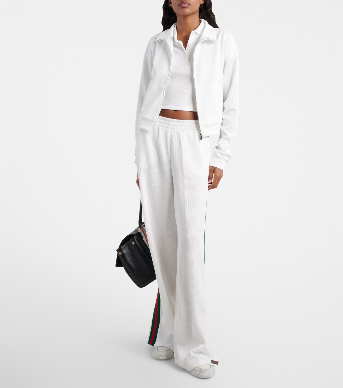 Gucci Ribbed-knit cropped sweatshirt
