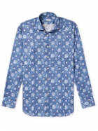 Kiton - Floral-Print Linen Shirt - Blue