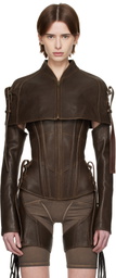 KNWLS Brown Veil Leather Cape Jacket