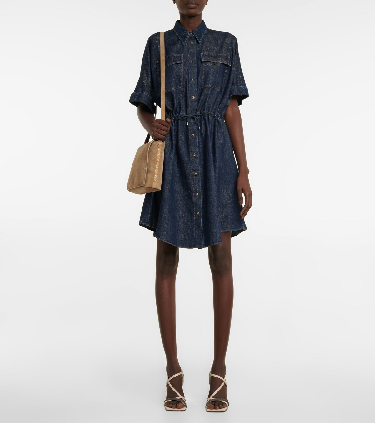 Brunello Cucinelli - Embellished denim shirt dress Brunello