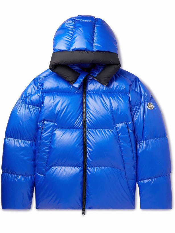 Photo: Moncler - Damavand Quilted Glossed-Shell Hooded Down Jacket - Blue