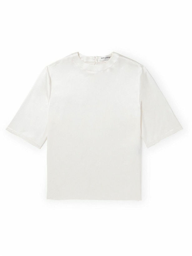 Photo: SAINT LAURENT - Silk-Satin T-Shirt - White