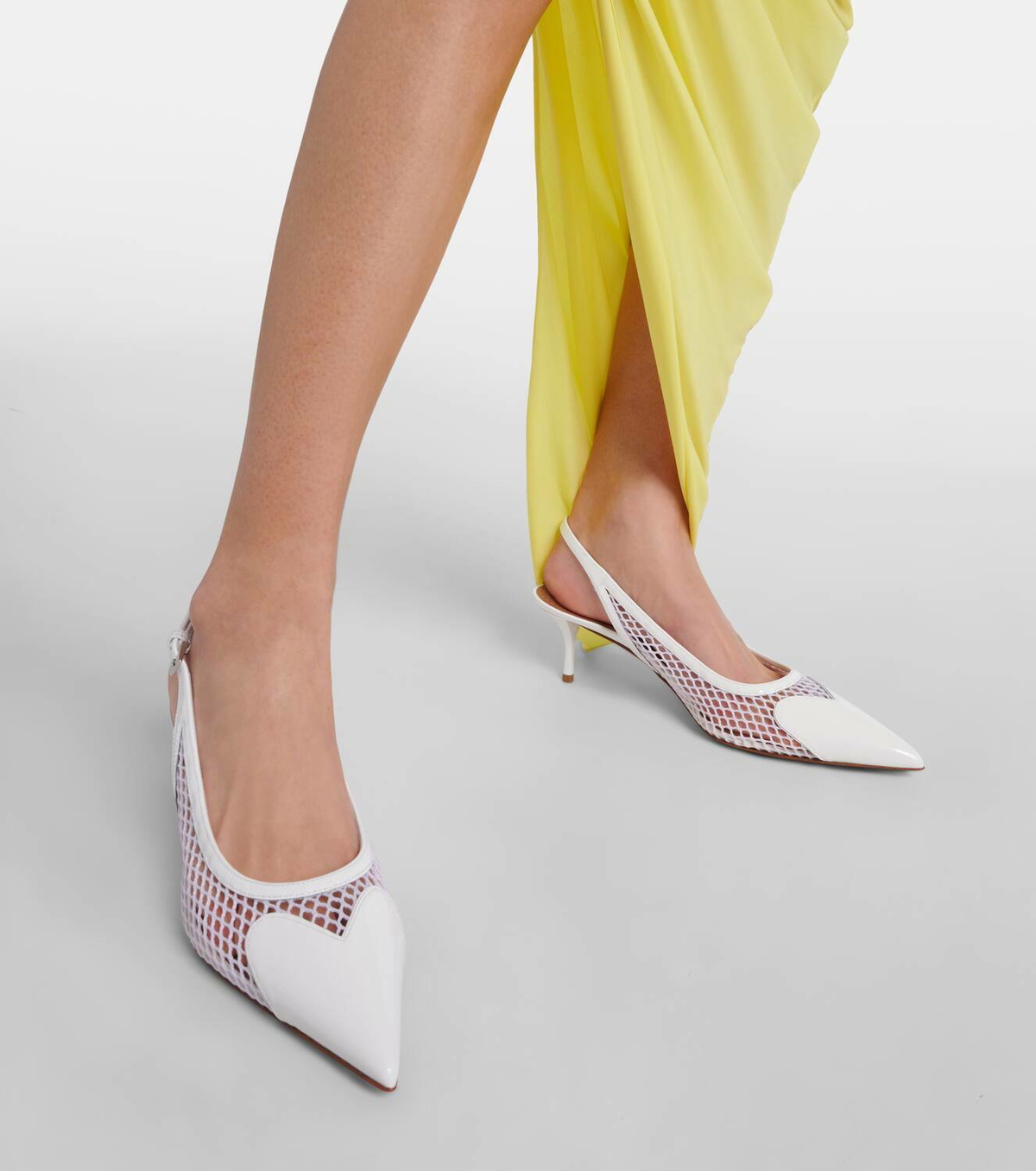 魅惑的なデザイン ☆ ALAIA Coeur 90 white patent slingbacks Alaïa | Coeur 90 white patent slingbacks | Savannahs